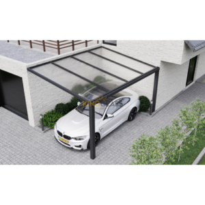 Carport in zwart van 5,06 x 3,5 meter